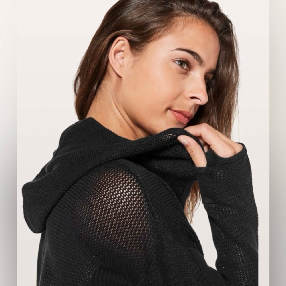 Lululemon Still Movement Black Wrap Hooded GorpCore Yoga Cardigan Knit Sz- 4
